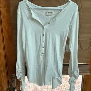 We The Free, FREE PEOPLE White Long Sleeve Button Down Shirt